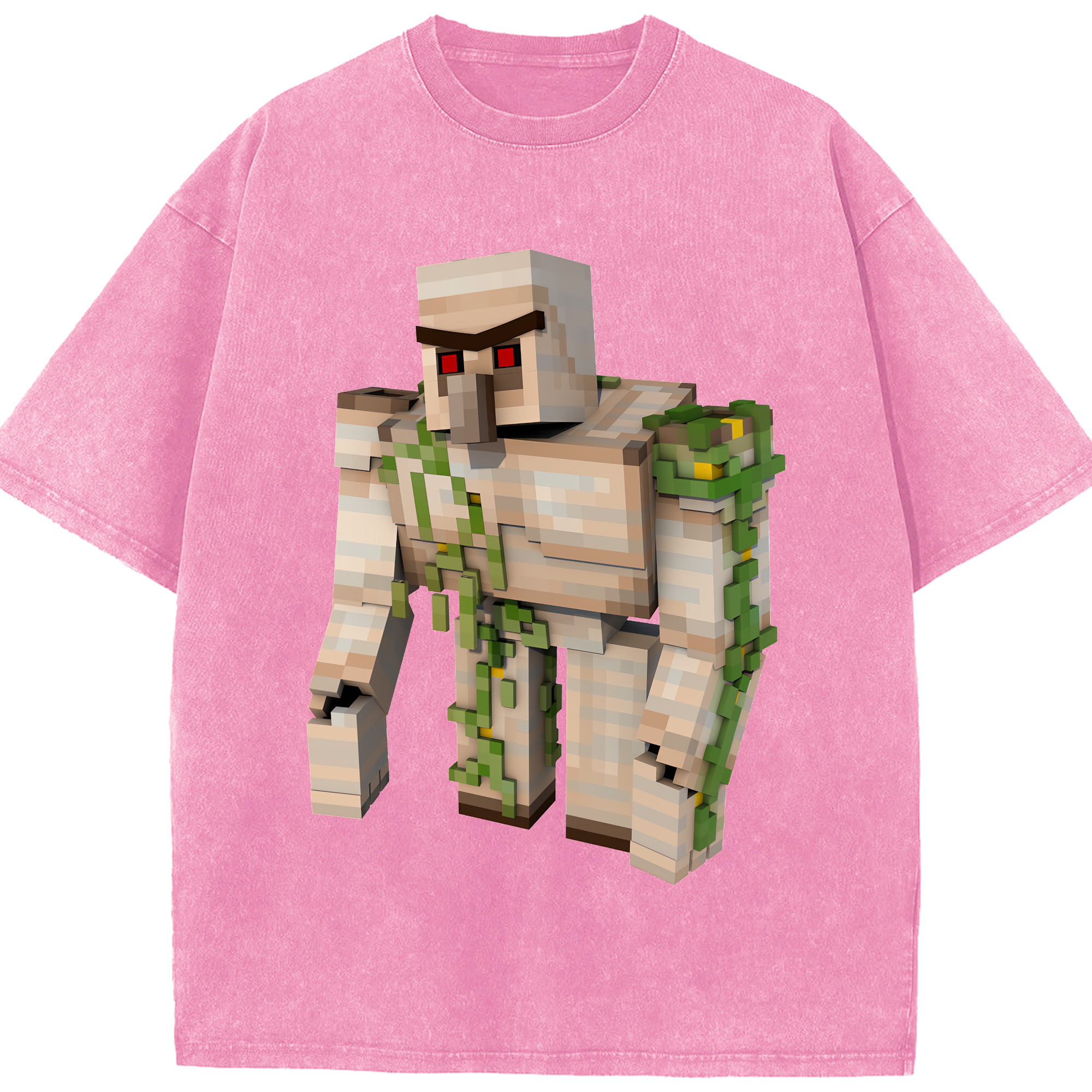 （画像用） マインクラフト ブロックの世界 Minecraft MC Block world 綿100% ヴィンテージ風 半袖Tシャツ（フロントプリント）